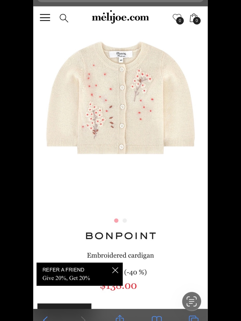 Cashmere and wool Bonpoint Cream Embroidered Button-Front Cardigan